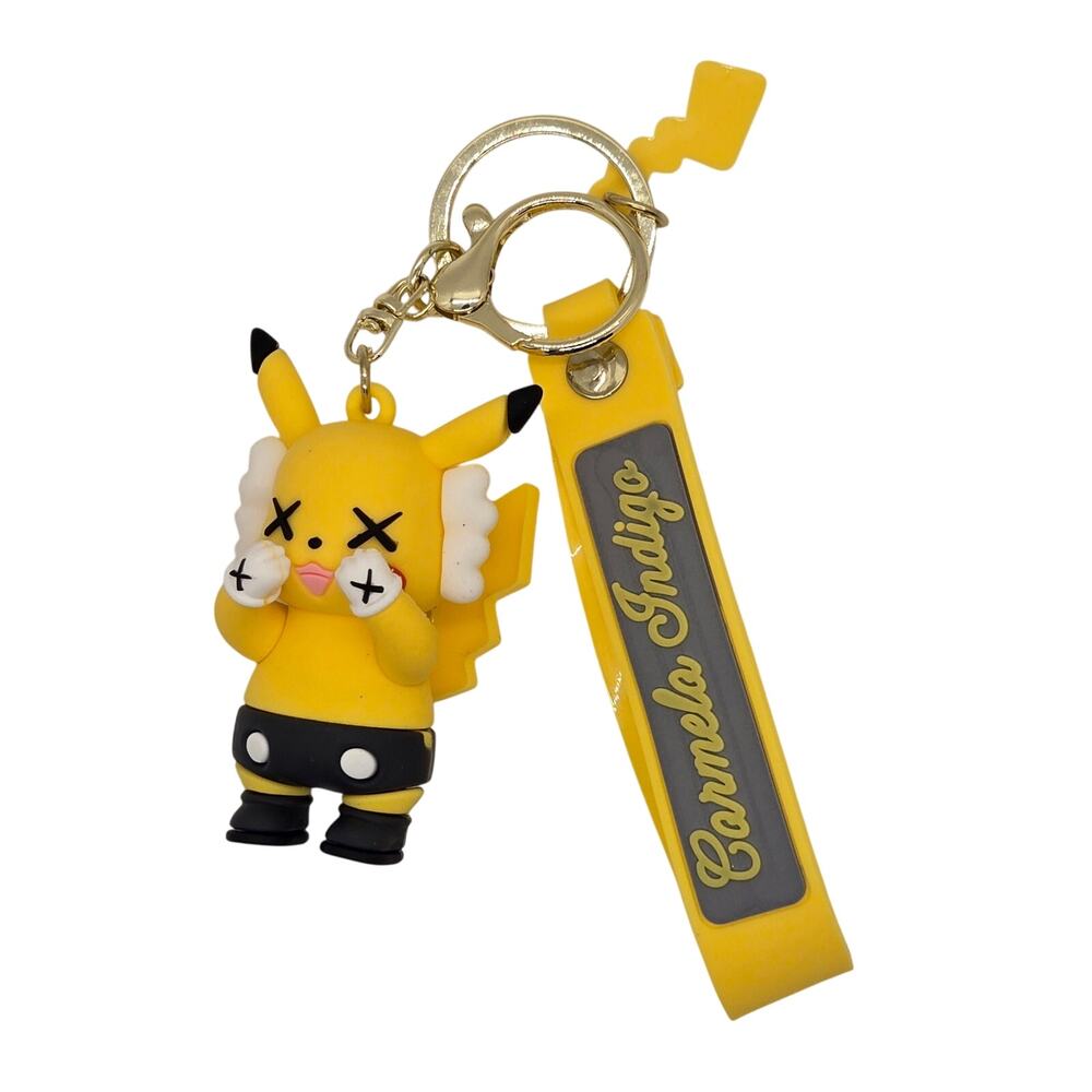 CARMELA INDIGO PIKACHU KEYCHAIN – PURSE CHARM – UNIQUE CHARACTER DESIGN – 2.75"